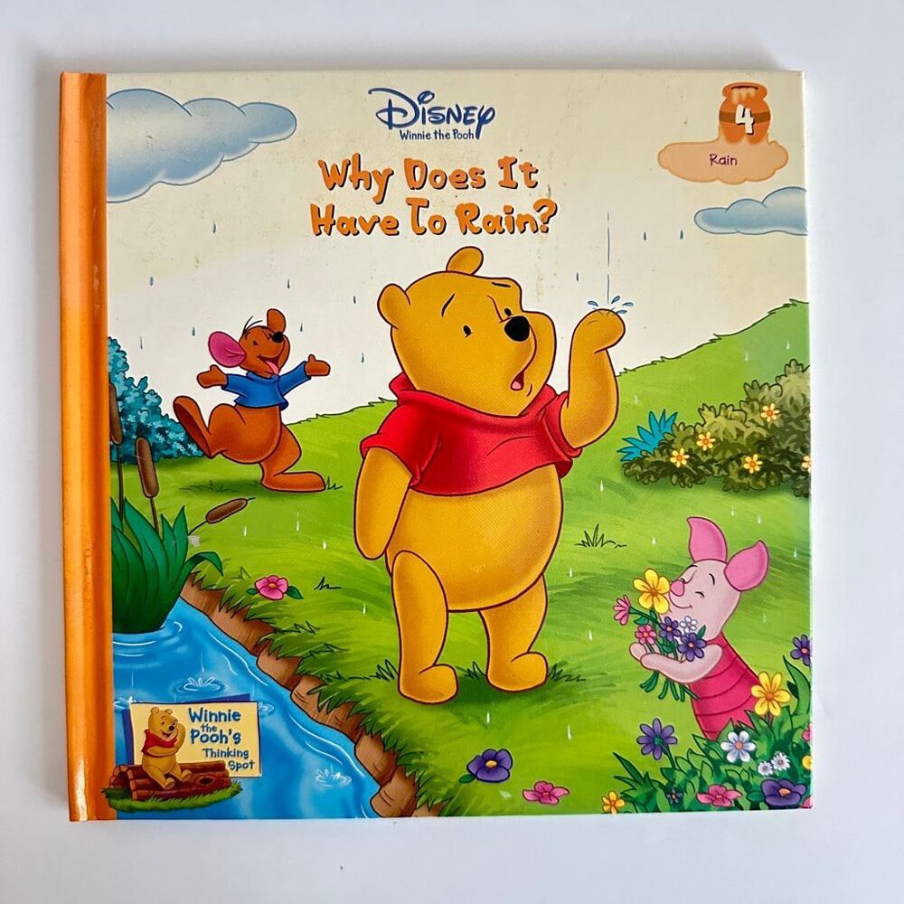 2/$6 Disney Winnie the Pooh-Why Does It Have to Rain? book-Pooh’s Thinking Spot